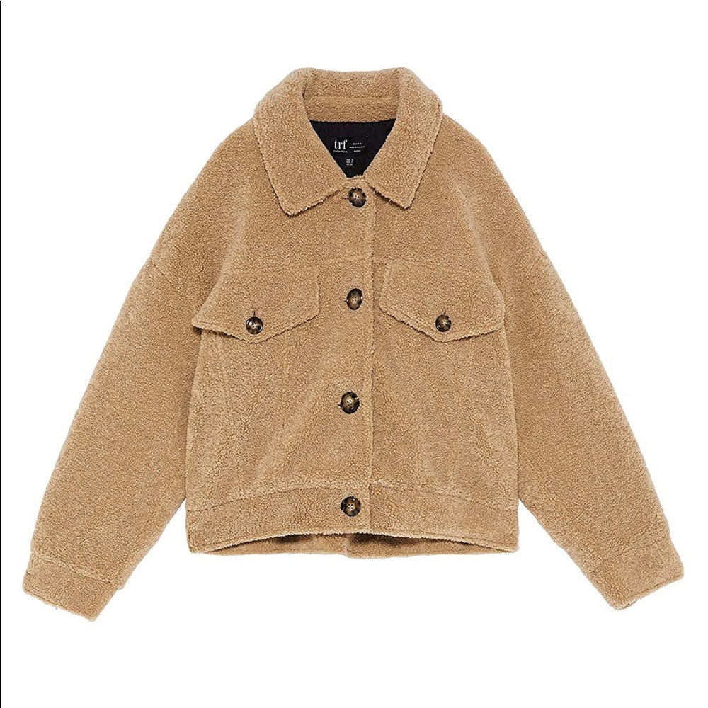 ZARA Faux Sherpa Quilted Short Jacket S